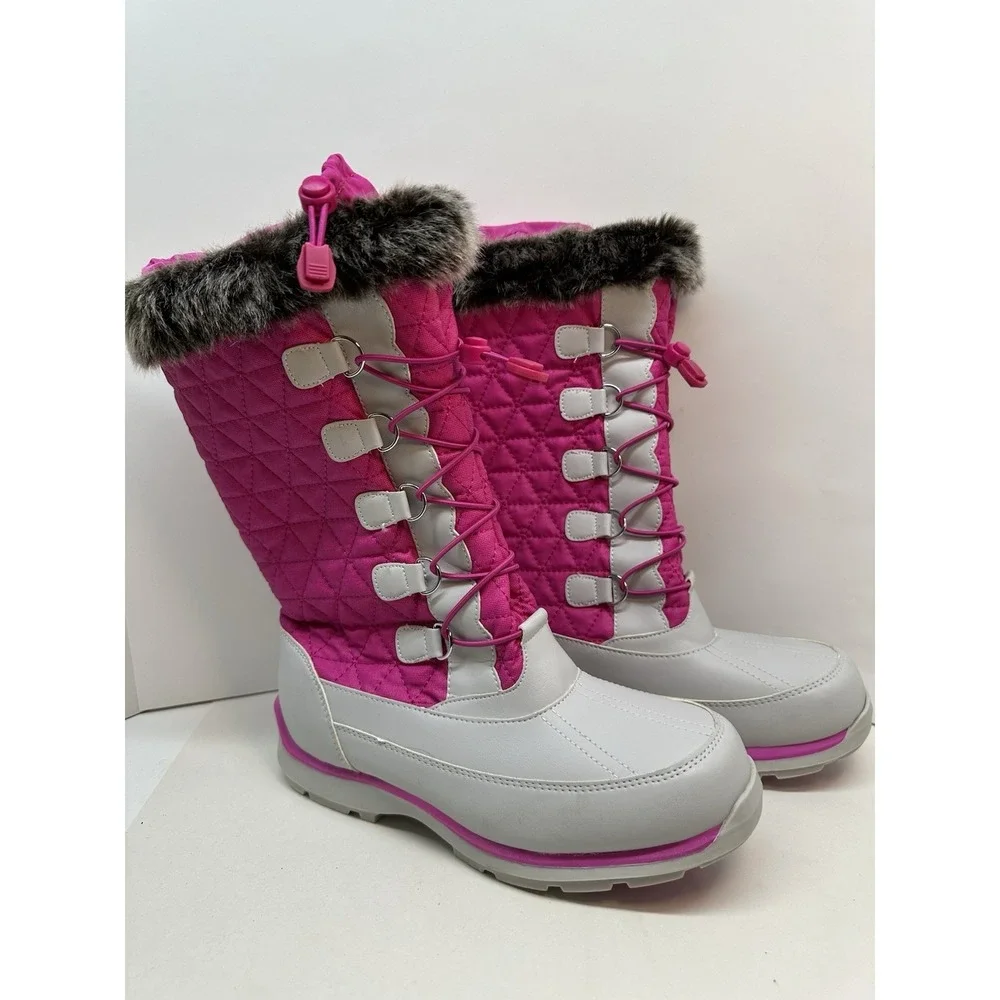 Lands End Girls Snow Cold Weather Winter Boots Waterproof Sherpa Lined Sz 7 NEW